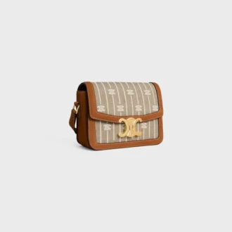 Borsa Teen Triomphe in tessuto con motivo Triomphe su tutta la superficie e pelle di vitello