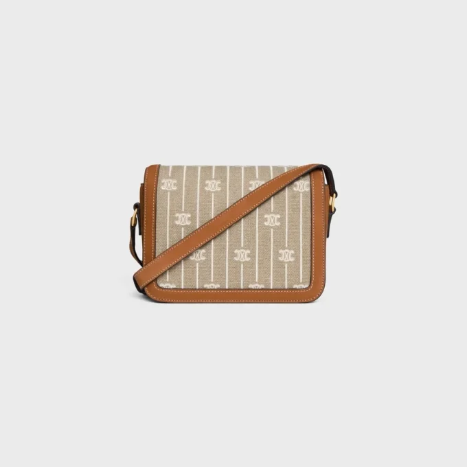 Borsa Teen Triomphe in tessuto con motivo Triomphe su tutta la superficie e pelle di vitello Borsa Teen Triomphe in tessuto con motivo Triomphe su tutta la superficie e pelle di vitello