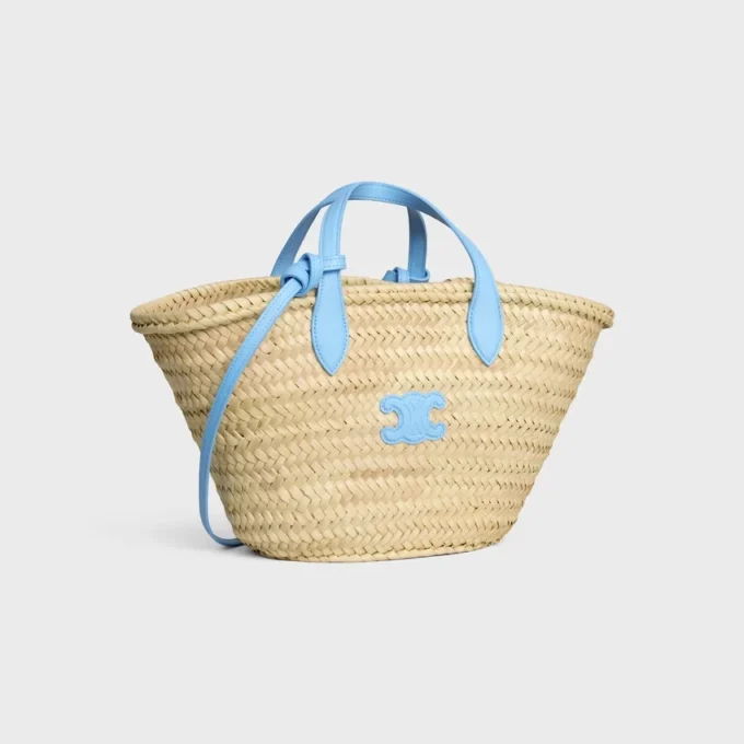 Borsa Teen Triomphe Panier in foglie di palma e pelle di vitello Borsa Teen Triomphe Panier in foglie di palma e pelle di vitello