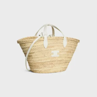 Borsa Teen Triomphe Panier in foglie di palma e pelle di vitello
