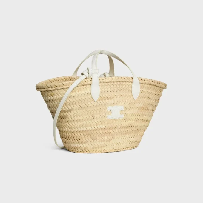 Borsa Teen Triomphe Panier in foglie di palma e pelle di vitello Borsa Teen Triomphe Panier in foglie di palma e pelle di vitello