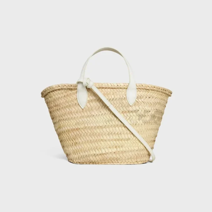 Borsa Teen Triomphe Panier in foglie di palma e pelle di vitello Borsa Teen Triomphe Panier in foglie di palma e pelle di vitello