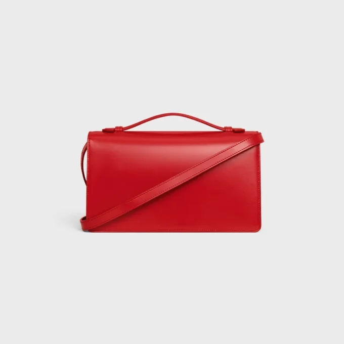 Borsa Triomphe Folio media in pelle di vitello lucida Borsa Triomphe Folio media in pelle di vitello lucida