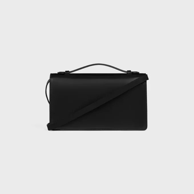 Borsa Triomphe Folio media in pelle di vitello lucida Borsa Triomphe Folio media in pelle di vitello lucida