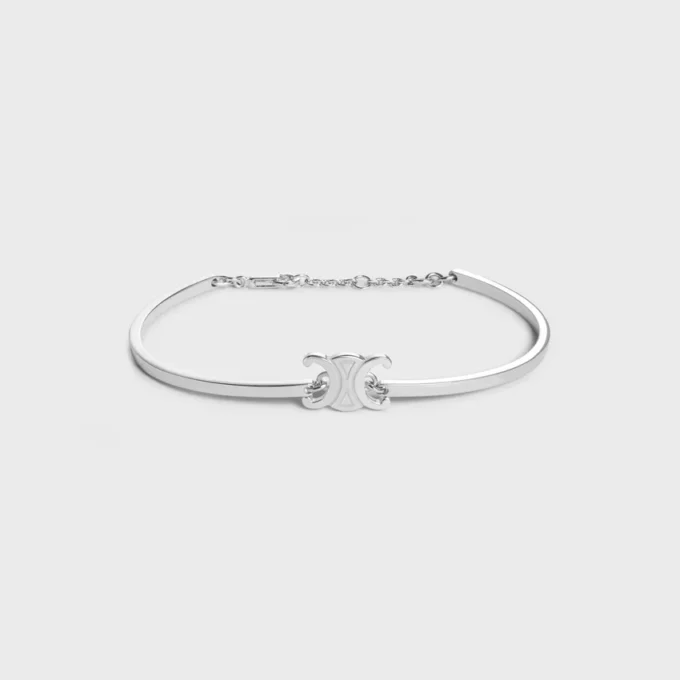 Bracciale articolato Triomphe in ottone con finitura in rodio Bracciale articolato Triomphe in ottone con finitura in rodio