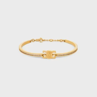 Bracciale articolato Triomphe Sparkle in strass e ottone con finitura dorata