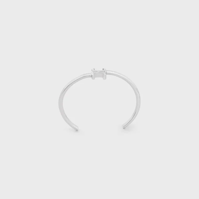 Bracciale asimmetrico Triomphe in ottone con finitura in rodio Bracciale asimmetrico Triomphe in ottone con finitura in rodio
