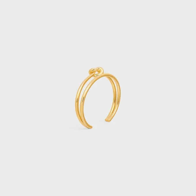Bracciale doppio a nodo in ottone con finitura dorata
