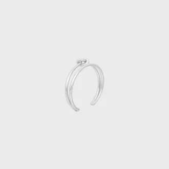 Bracciale doppio con nodo in ottone con finitura in rodio