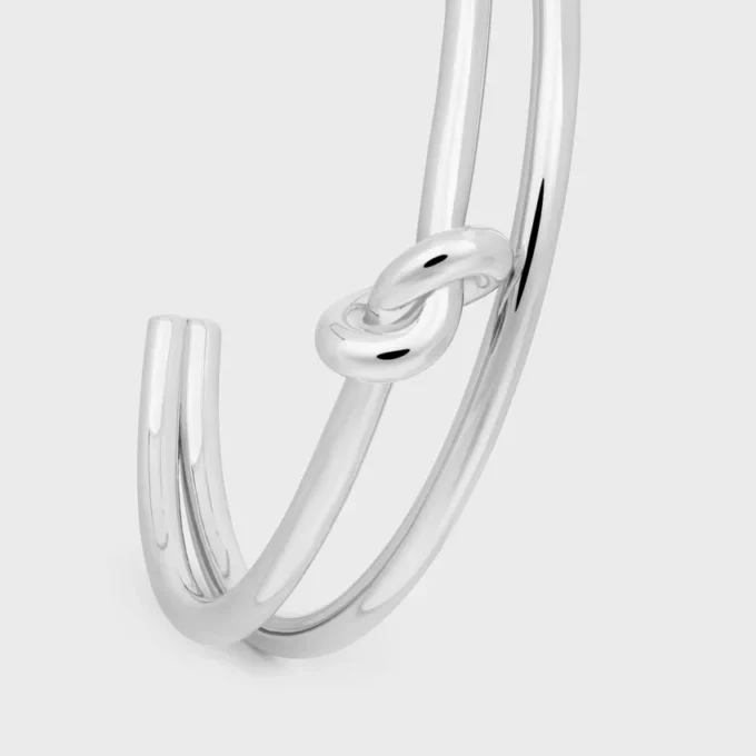 Bracciale doppio con nodo in ottone con finitura in rodio Bracciale doppio con nodo in ottone con finitura in rodio