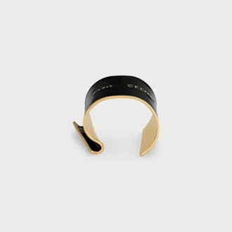 Bracciale rigido CELINE Ribbon Large in smalto e ottone con finitura dorata