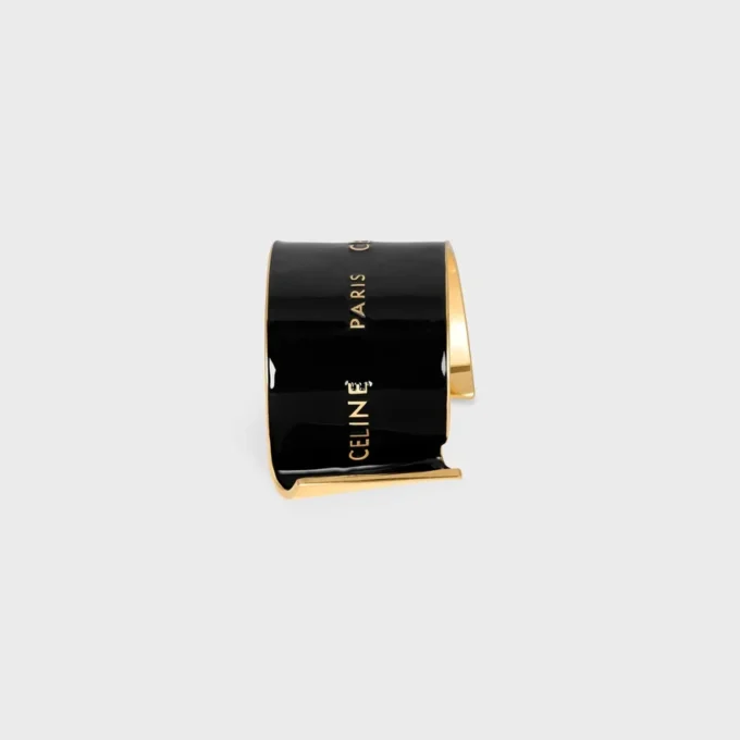 Bracciale rigido CELINE Ribbon Large in smalto e ottone con finitura dorata Bracciale rigido CELINE Ribbon Large in smalto e ottone con finitura dorata