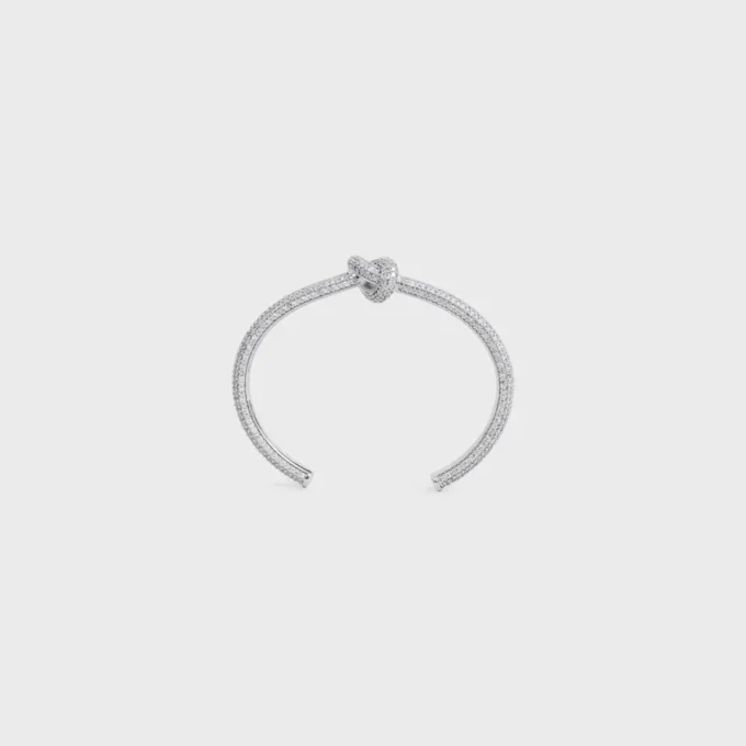 Bracciale rigido Knot Sparkle in strass e ottone con finitura in rodio Bracciale rigido Knot Sparkle in strass e ottone con finitura in rodio