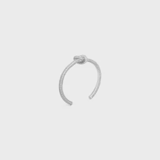 Bracciale rigido Knot Sparkle in strass e ottone con finitura in rodio