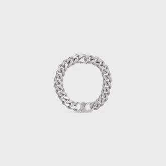 Bracciale Triomphe Gourmette in ottone con finitura in rodio