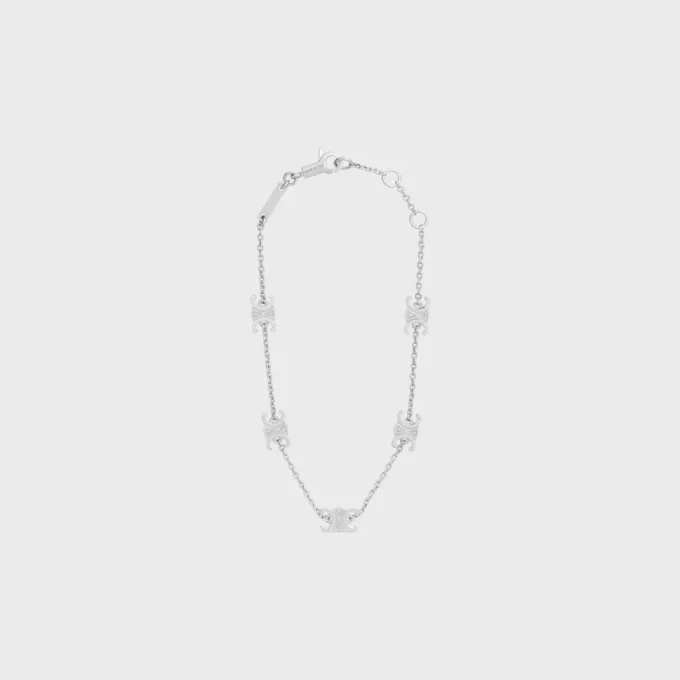 Bracciale Triomphe Mini Triomphe in ottone con finitura al rodio Bracciale Triomphe Mini Triomphe in ottone con finitura al rodio
