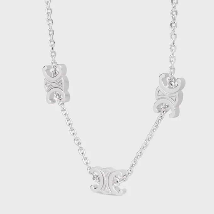 Bracciale Triomphe Mini Triomphe in ottone con finitura al rodio Bracciale Triomphe Mini Triomphe in ottone con finitura al rodio