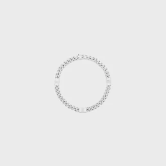 Bracciale Triomphe Small Gourmette in ottone con finitura al rodio