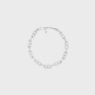 Bracciale Triomphe Small Octagon in ottone con finitura al rodio