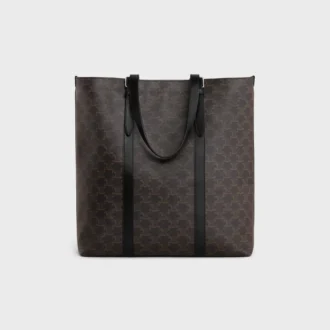 Cabas con fibbia in Triomphe Canvas e pelle di vitello
