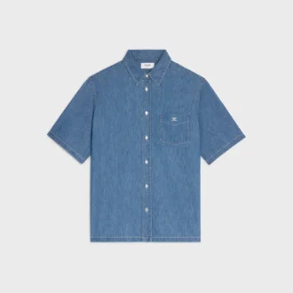 Camicia a maniche corte in denim di cotone
