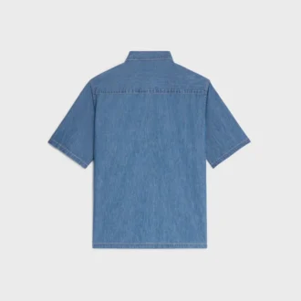 Camicia a maniche corte in denim di cotone
