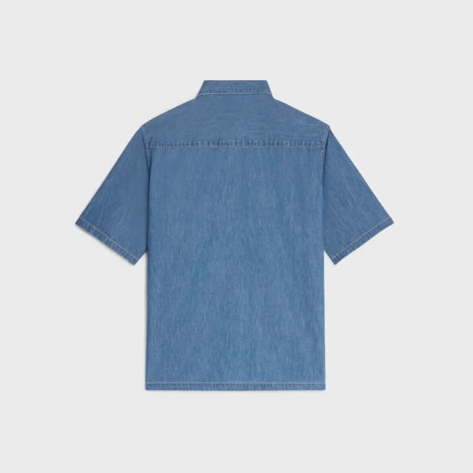 Camicia a maniche corte in denim di cotone