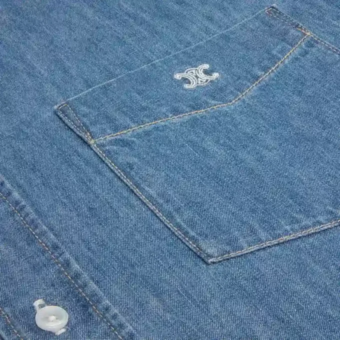 Camicia a maniche corte in denim di cotone
