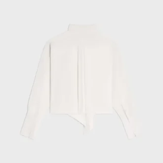 Camicia corta con collo alla lavallière in twill di seta