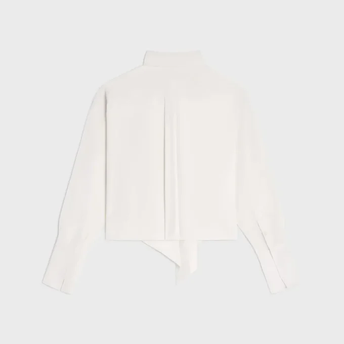 Camicia corta con collo alla lavallière in twill di seta Camicia corta con collo alla lavallière in twill di seta