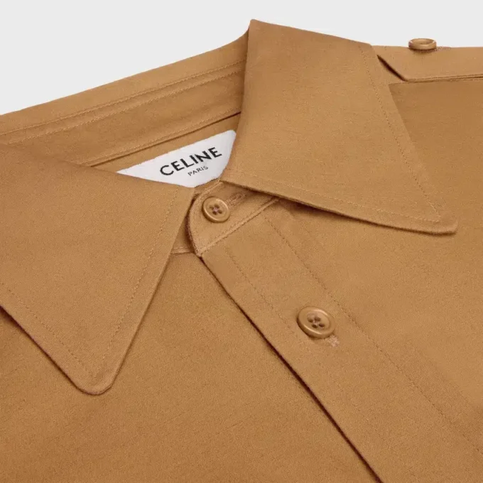 Camicia corta in cotone e lino