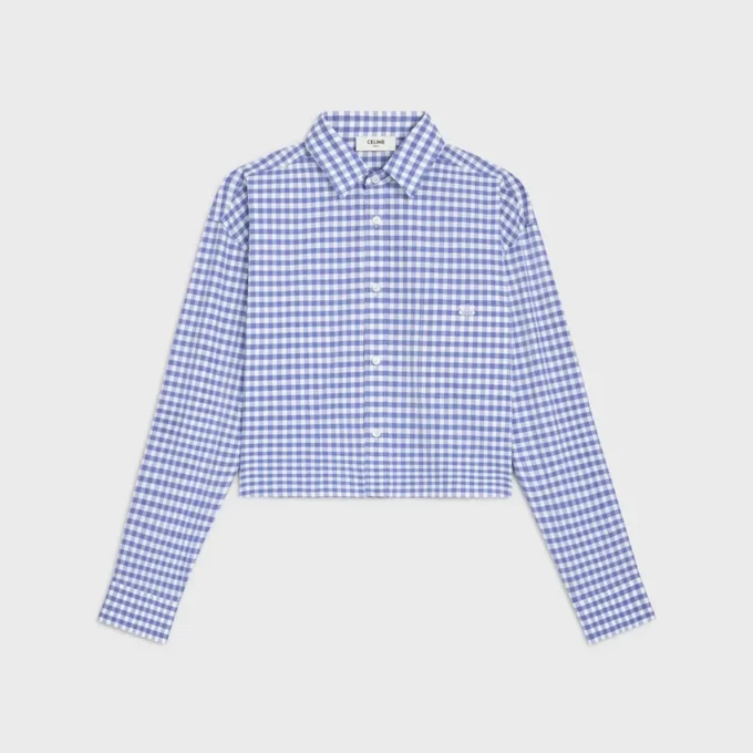 Camicia corta in cotone Vichy