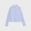 Camicia corta in popeline di cotone a righe