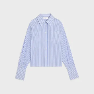 Camicia corta in popeline di cotone a righe