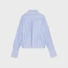 Camicia corta in popeline di cotone a righe