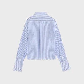 Camicia corta in popeline di cotone a righe