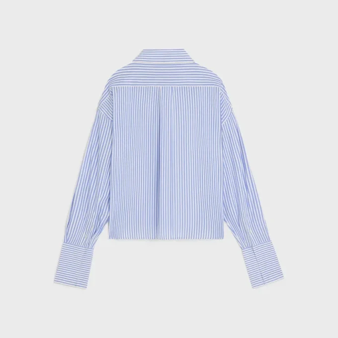 Camicia corta in popeline di cotone a righe