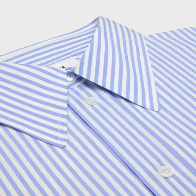 Camicia corta in popeline di cotone a righe