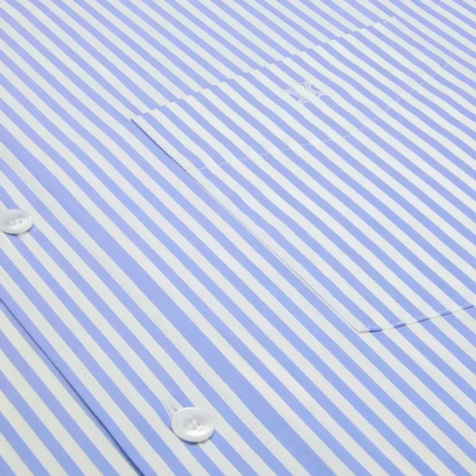 Camicia corta in popeline di cotone a righe