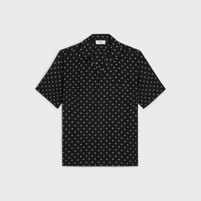 Camicia da bowling in viscosa con stampa Micro Triomphe