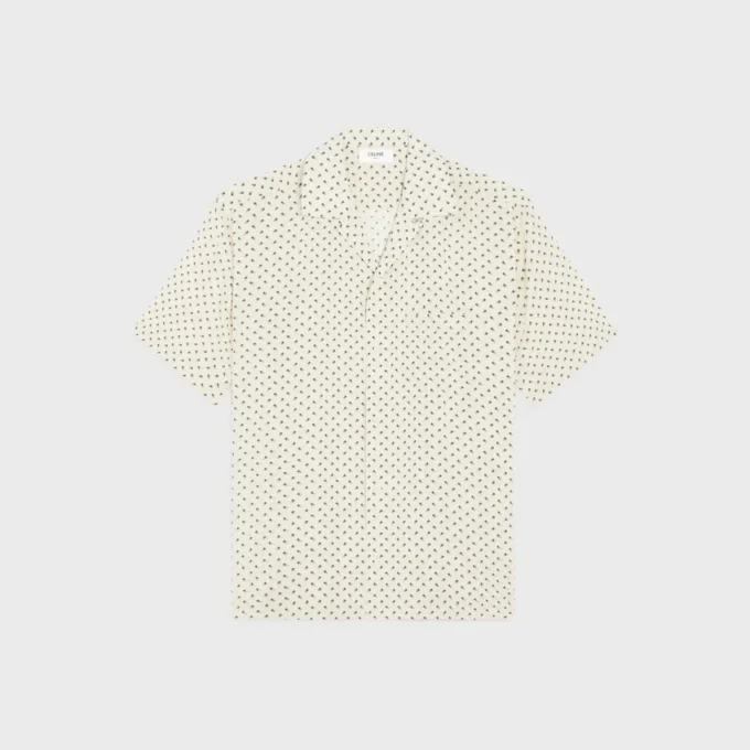 Camicia da bowling in viscosa con stampa Micro Triomphe Camicia da bowling in viscosa con stampa Micro Triomphe