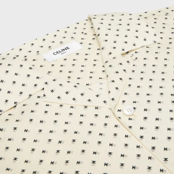 Camicia da bowling in viscosa con stampa Micro Triomphe Camicia da bowling in viscosa con stampa Micro Triomphe