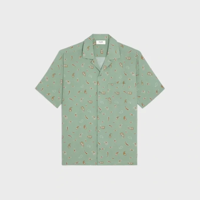 Camicia da bowling in viscosa con stampa Paisley Camicia da bowling in viscosa con stampa Paisley