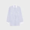 Camicia oversize in cotone chambray a righe