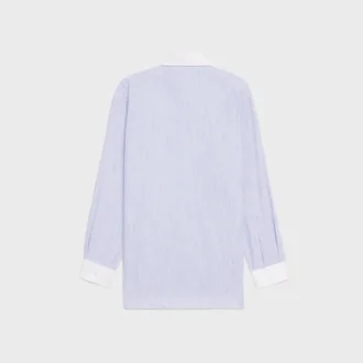 Camicia oversize in cotone chambray a righe