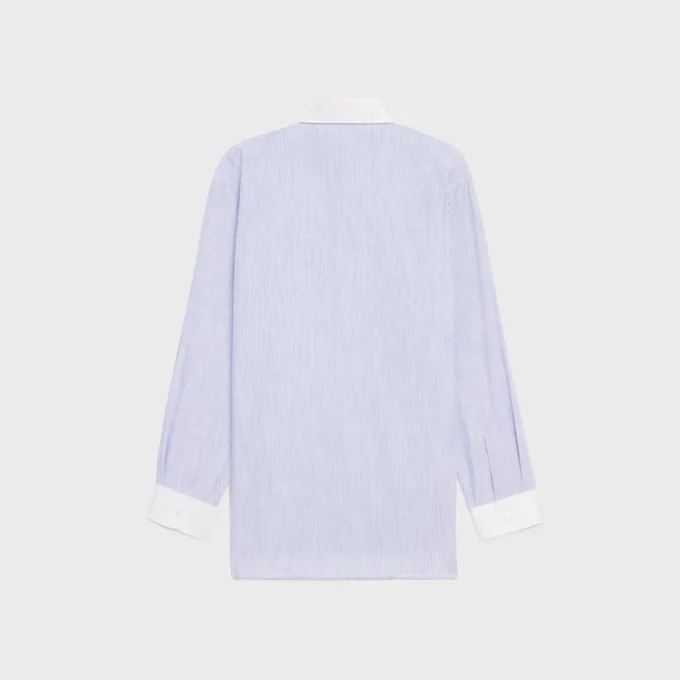 Camicia oversize in cotone chambray a righe