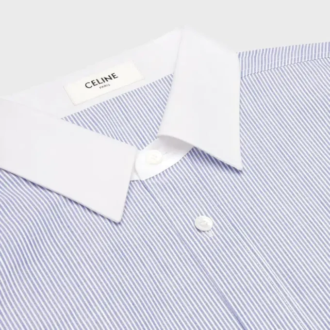 Camicia oversize in cotone chambray a righe