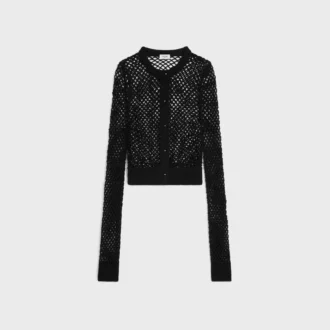 Cardigan in cotone lavorato all’uncinetto