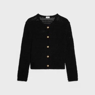 Cardigan in cotone lavorato all’uncinetto