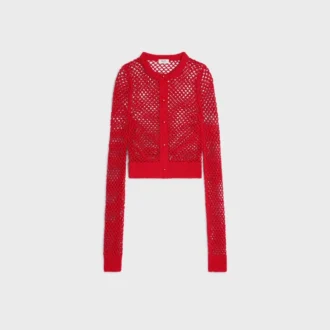 Cardigan in cotone lavorato all’uncinetto